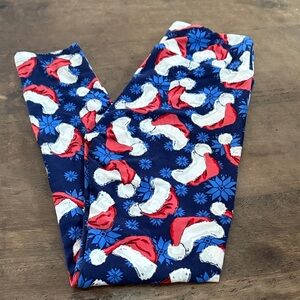 Festive LulaRoe Santa Hat Leggings